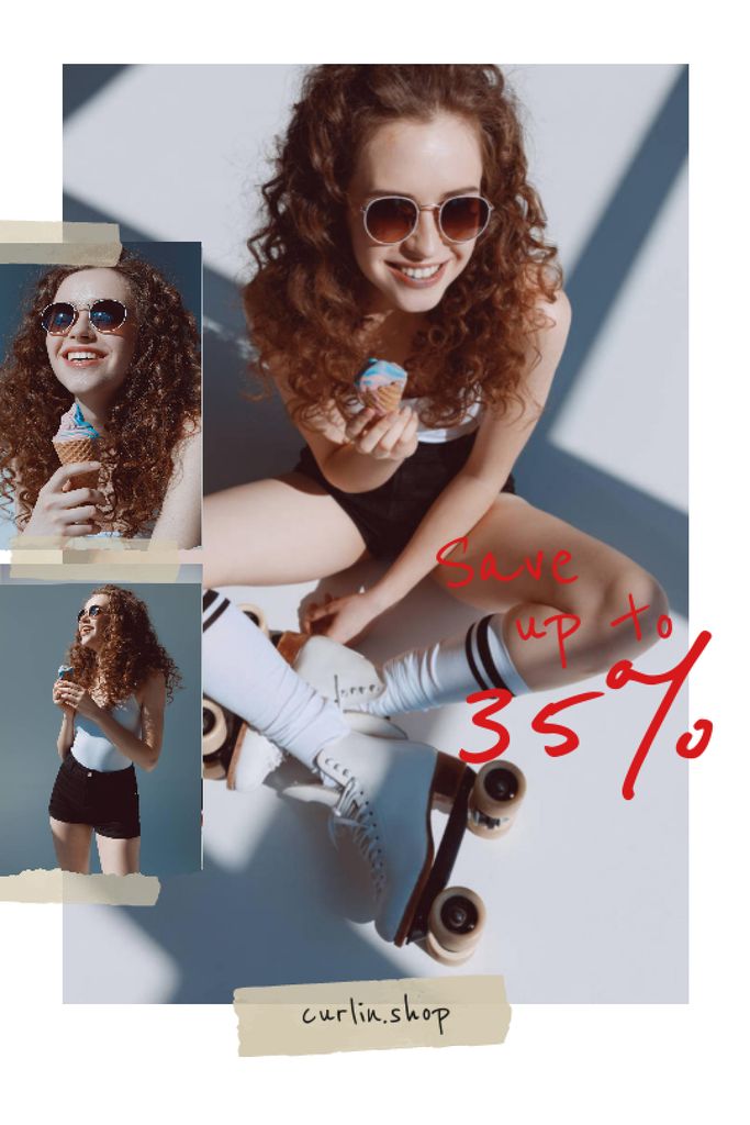Stylish Young Girl with skateboard Tumblr Design Template