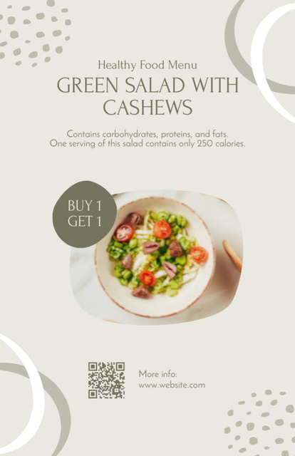 Offer of Green Salad with Cashews Recipe Card – шаблон для дизайна