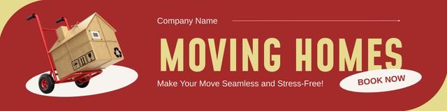 Platilla de diseño Moving Services with Box in House Shape Twitter