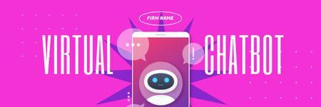 Virtual Chatbot Services in Pink Email header Design Template