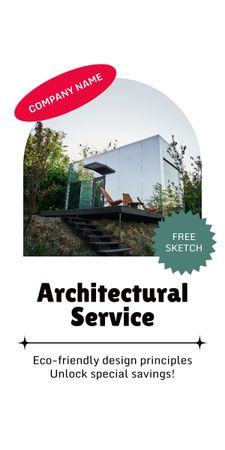 Architektonická služba s bezplatným náčrtem a udržitelnými technologiemi Graphic Šablona návrhu