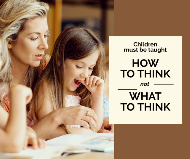 Child Education Mother with Daughter Reading Facebook Design Template