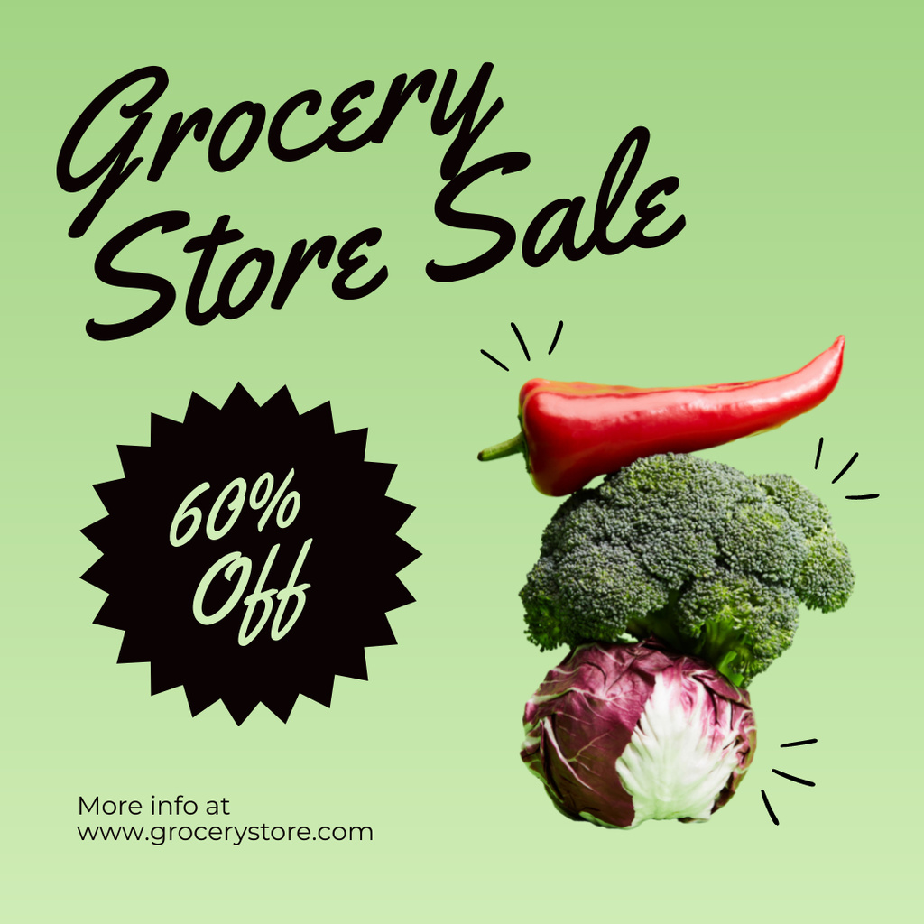 Vegetables In Green Sale Offer Instagramデザインテンプレート
