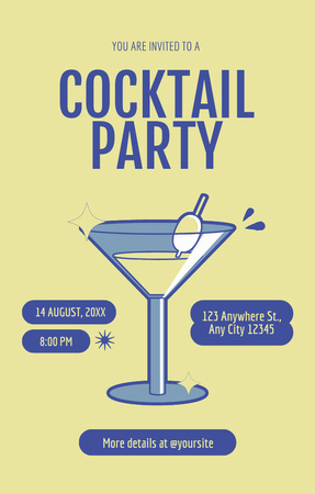 Platilla de diseño Cocktail Party Ad on Yellow Invitation 4.6x7.2in
