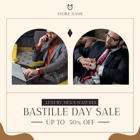 Get A Discount On A Premium Watch For Bastille Day Instagram Design Template