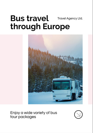 Designvorlage Unforgettable Bus Travel Tour Announcement Through Europe für Flyer A7