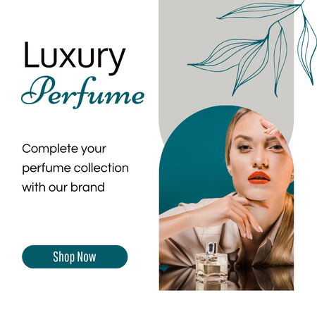 Luxury Perfume Ad with Beautiful Woman Instagram Design Template