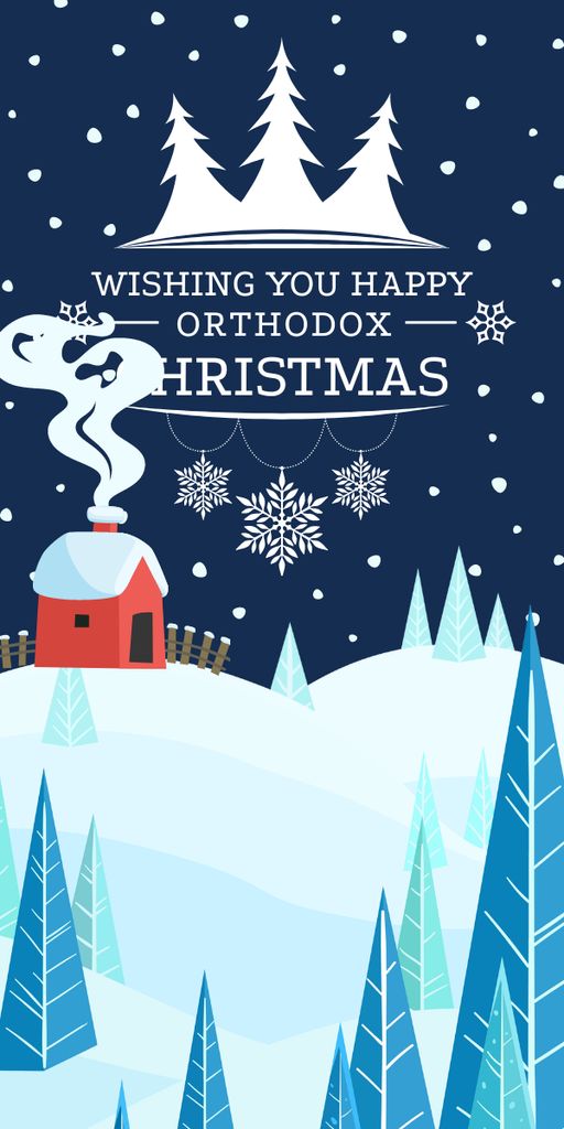 Christmas Greeting with Snowy House Graphic Šablona návrhu