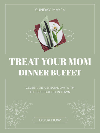 Anneler Günü Davetiyesi Akşam Yemeği Büfesi Poster US Tasarım Şablonu
