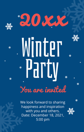 Winter Party Announcement on Blue Invitation 4.6x7.2in tervezősablon