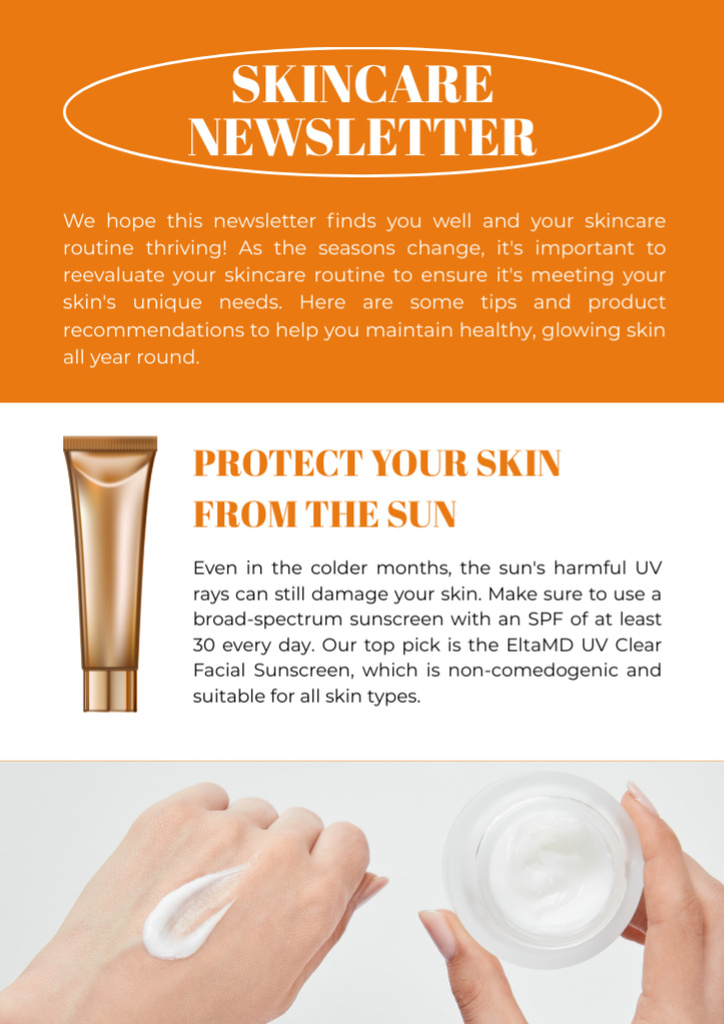 Skincare Product Ad Orange Newsletterデザインテンプレート
