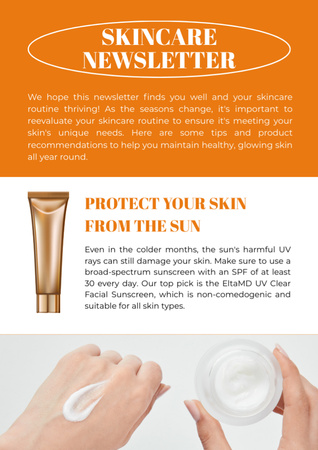 Ontwerpsjabloon van Newsletter van Advertentie voor huidverzorgingsproducten Oranje