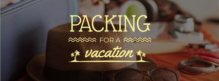 Packing Suitcase for Summer Vacation Facebook cover Design Template