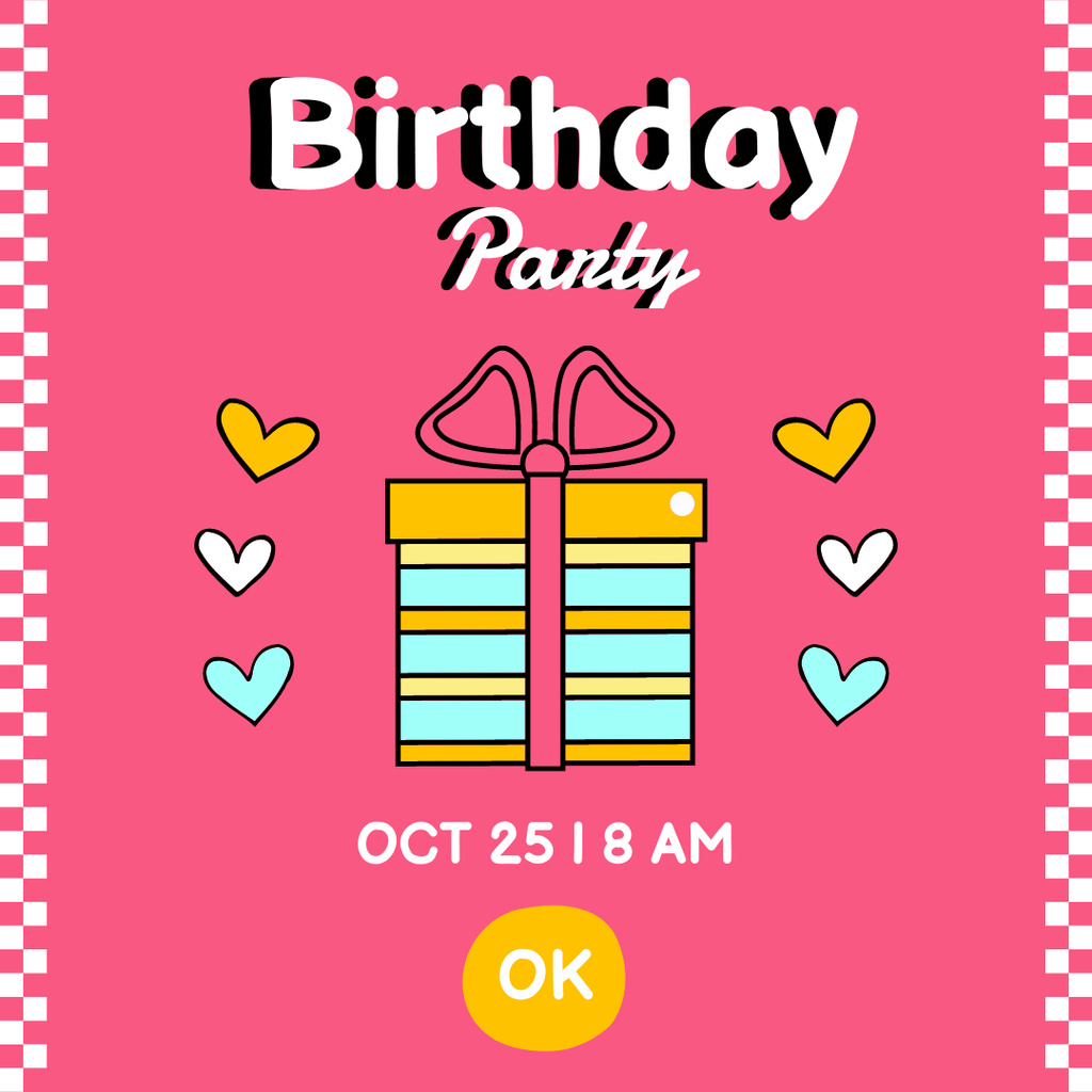Szablon projektu Simple Invitation to Birthday Party on Bright Pink Instagram