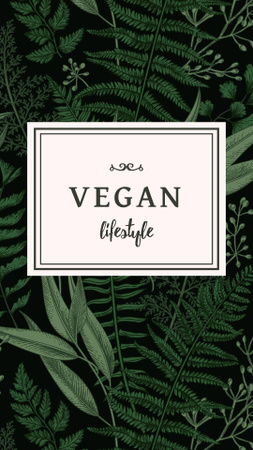 Vegan Lifestyle Concept with Green Leaves Instagram Story Design Template