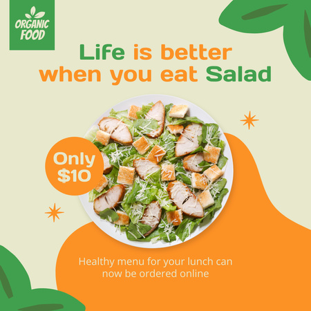Inspiráció az egészséges zöld salátához Instagram tervezősablon