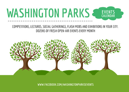 Park Event Announcement Green Trees Postcard 5x7in Design Template