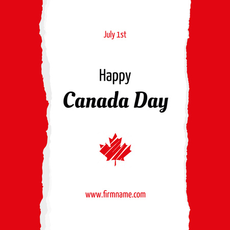Kanadan päivän tervehdys punaisella ja valkoisella kesällä Instagram Design Template