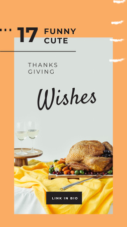 Roasted whole turkey for Thanksgiving day Instagram Story Design Template