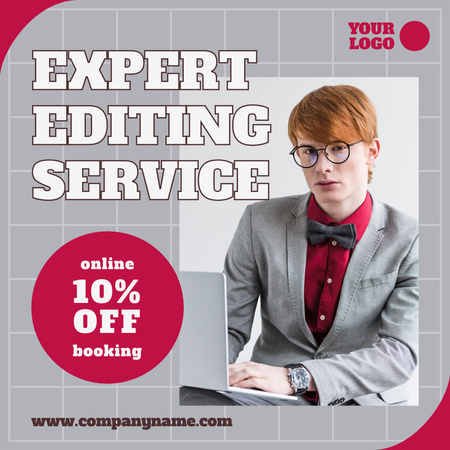 Modèle de visuel Expert Level Editing Service With Discount And Booking - Instagram