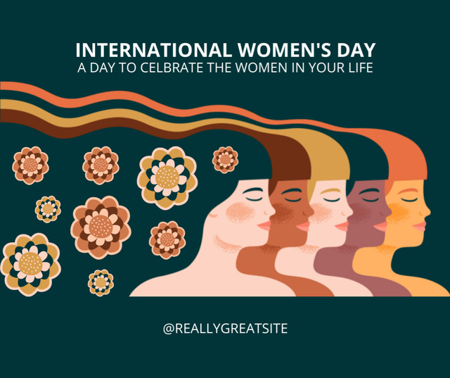 Designvorlage International Women's Day Celebration with Diverse Women Illustration für Facebook
