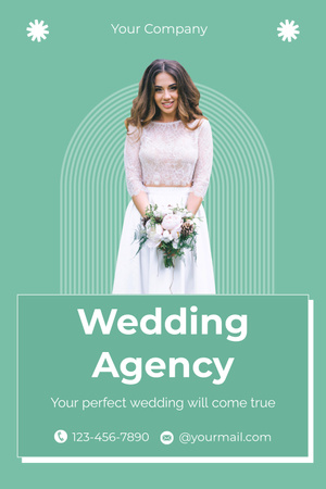 Wedding Planner Agency Offer with Charming Bride Pinterest Design Template