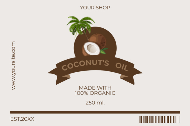 Plantilla de diseño de Organic Coconut Oil Label 
