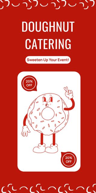 Promo Discount on Confectionery with Cute Cartoon Donut Graphic Design Template