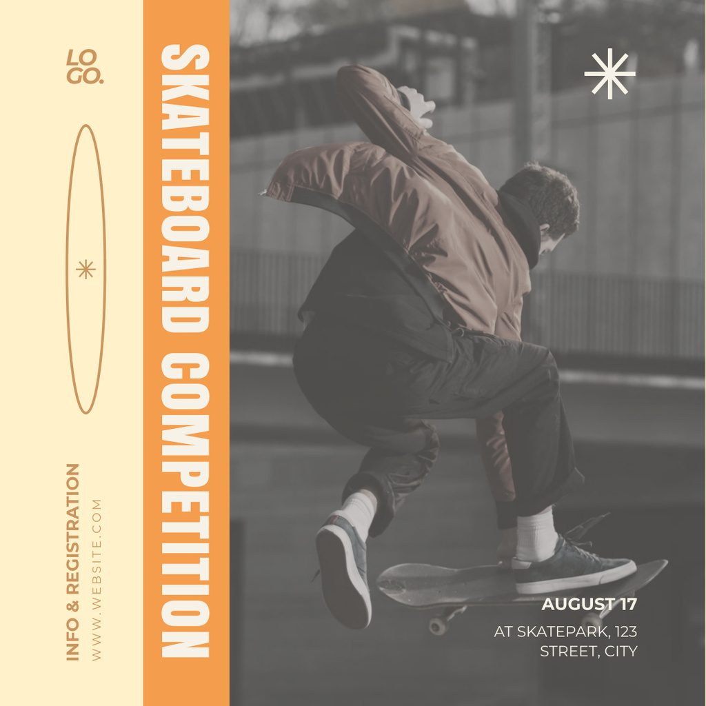 Designvorlage Skateboard Competition Announcement für Instagram