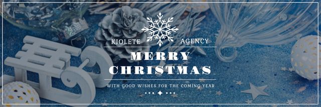 Designvorlage Christmas Greeting with Shiny Decorations in Blue für Email header