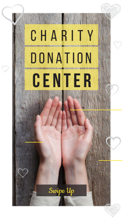 Charity Donation Ad with Open Palms Instagram Story Tasarım Şablonu