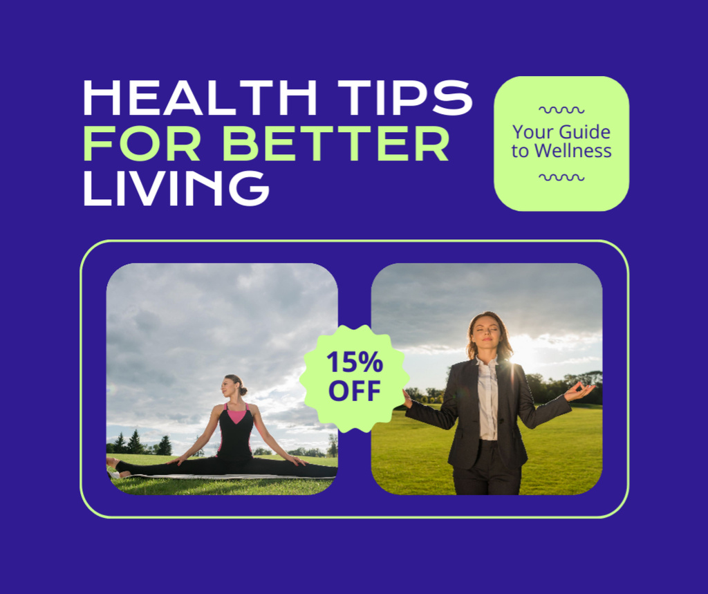 Discount On Mental Health Tips For Better Living Facebook Design Template