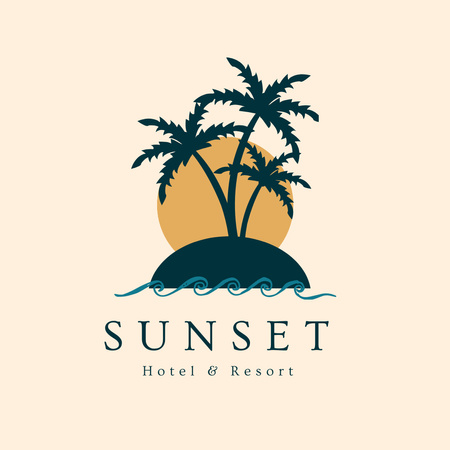 Emblem of Hotel on Seashore Logo 1080x1080px tervezősablon