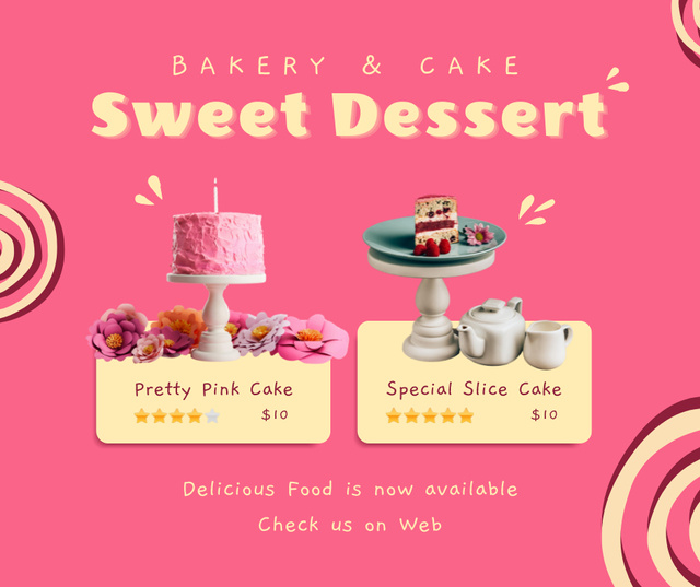 Bakery Ad with Sweet Desserts Facebook tervezősablon