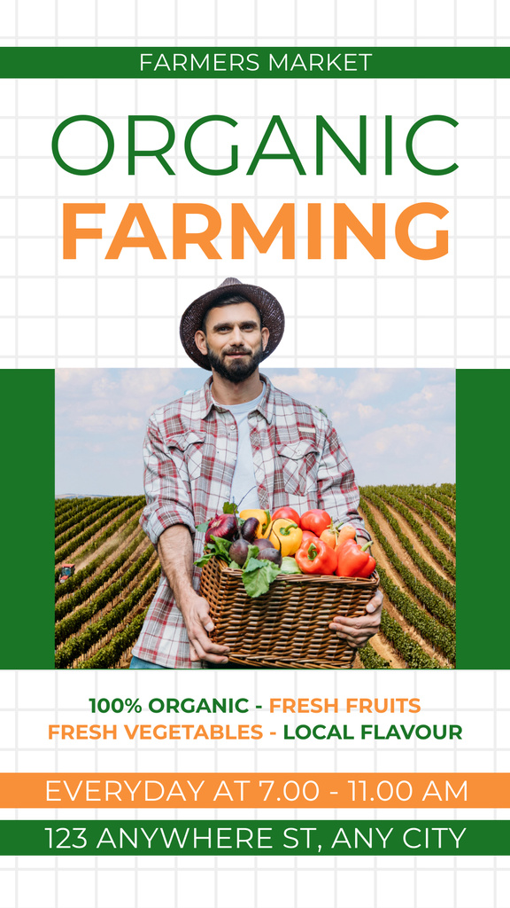 Organic Farming with Young Farmer in Field Instagram Story tervezősablon