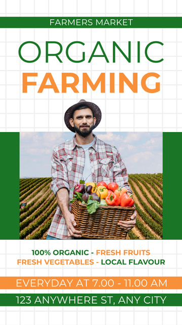 Organic Farming with Young Farmer in Field Instagram Story Modelo de Design