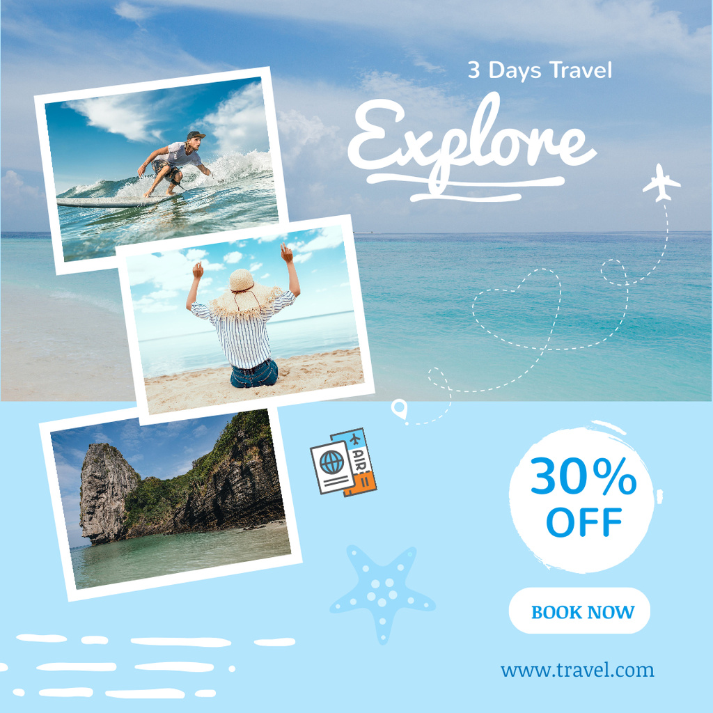 Travel Lifestyle Inspiration with Ocean Instagram tervezősablon