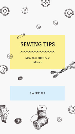 Illustration of Threads for Sewing Instagram Story Design Template