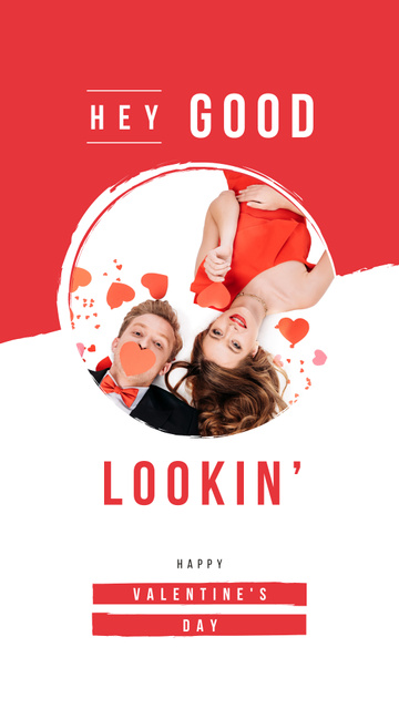 Szablon projektu Happy loving couple with hearts on Valentine's Day Instagram Story