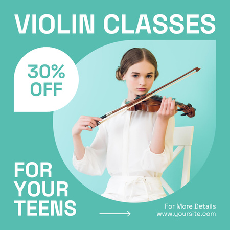 Ontwerpsjabloon van Instagram van Violin Classes Sale Offer For Teens