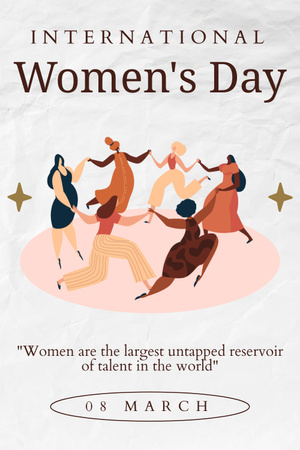 Comemoração brilhante do Dia Internacional da Mulher Pinterest Modelo de Design