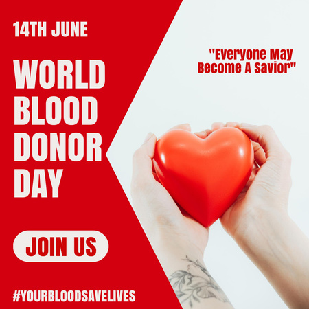 Ontwerpsjabloon van Instagram van World Blood Donor Day