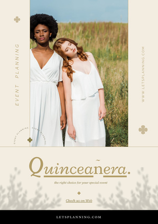 Event offer Quinceañera with Two Girls Poster Design Template
