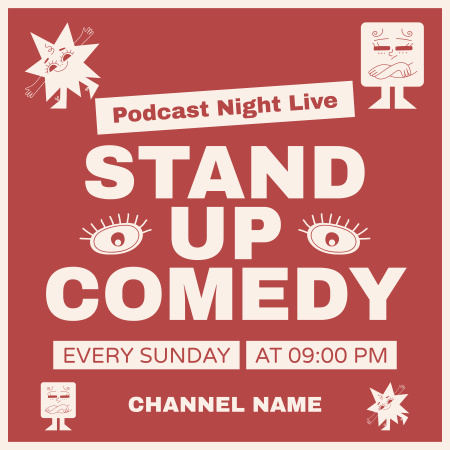 Night Comedy Episode in Blog Announcement Podcast Cover Design Template