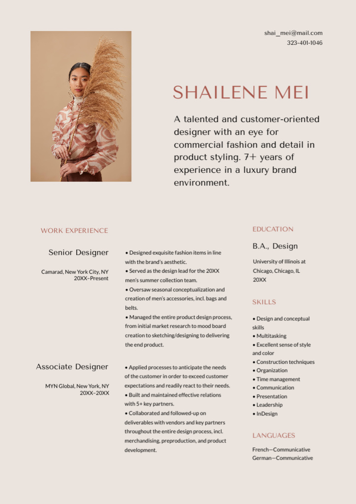 Designvorlage Teaching Fashion Designer Skills für Resume