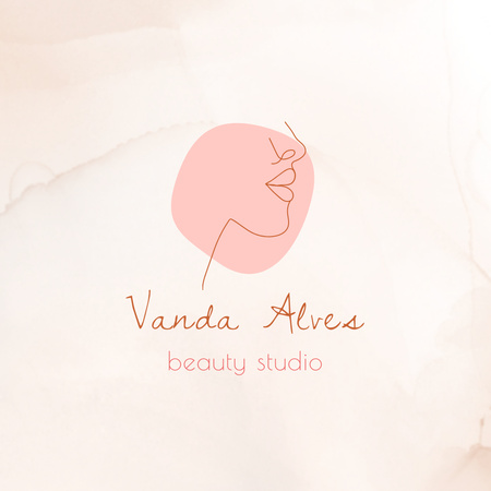 Beauty Salon Ad with Female Sketch Logo Design Template