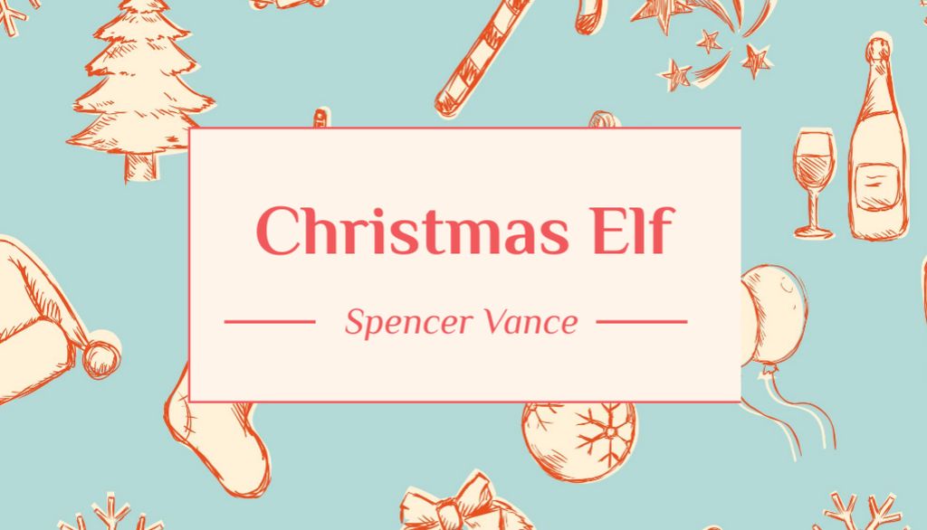 Christmas Elf Service Offer on Cute Pattern Business Card USデザインテンプレート