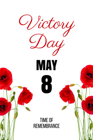 Victory Day Celebration Announcement in May on White Postcard 4x6in Vertical Design Template