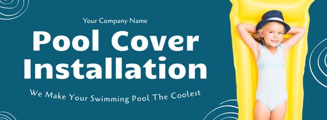 Designvorlage Best Pool Cover Installation Service Offers für Facebook cover