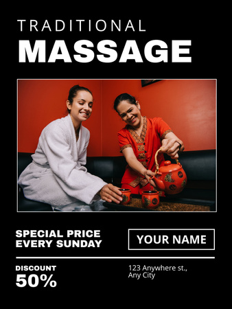 Template di design Pubblicità del centro massaggi tradizionale Poster US